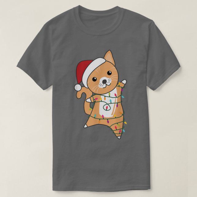 Camiseta Gato Feliz Navidad Animales Fairy Lights With Cats (Diseño del anverso)