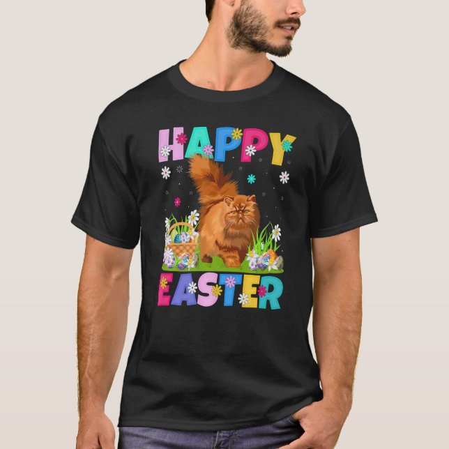 Camiseta Gato Feliz Pascua Bunny Gato Persa Domingo de Pasc (Anverso)