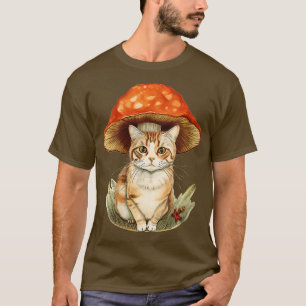 Camiseta Gato Femenino Con Setas Como Gorra Cottagecore V