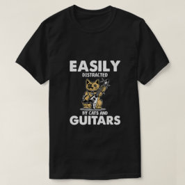 Camiseta Gato femenino tocando guitarra | Fácilmente distra