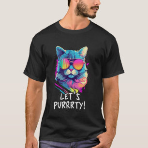 Camiseta Gato fiesta en gafas de sol Hombres Mujeres 90 Ret