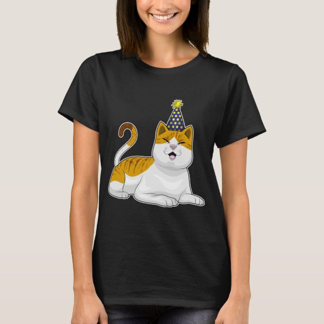 Camiseta Gato Fiesta sombrero de fiesta (Anverso)