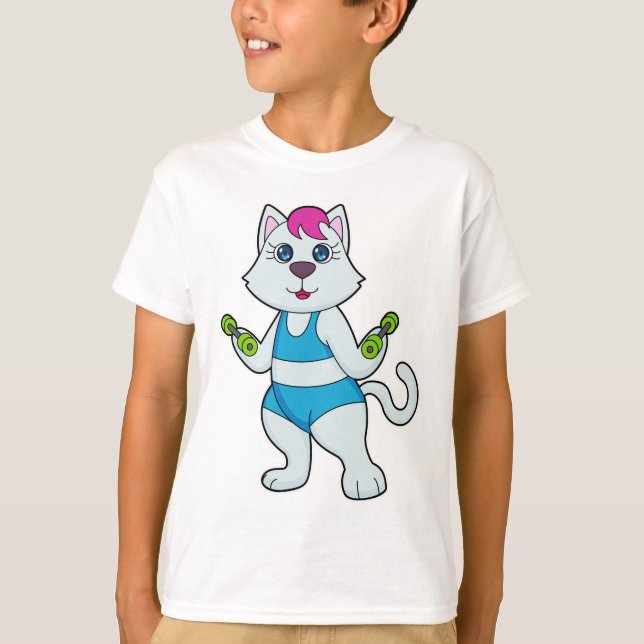 Camiseta Gato Fitness Dumbbell (Anverso)