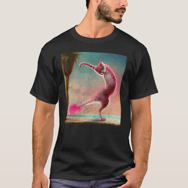 Camiseta Gato Flamingo Baile Dabbing (Anverso)