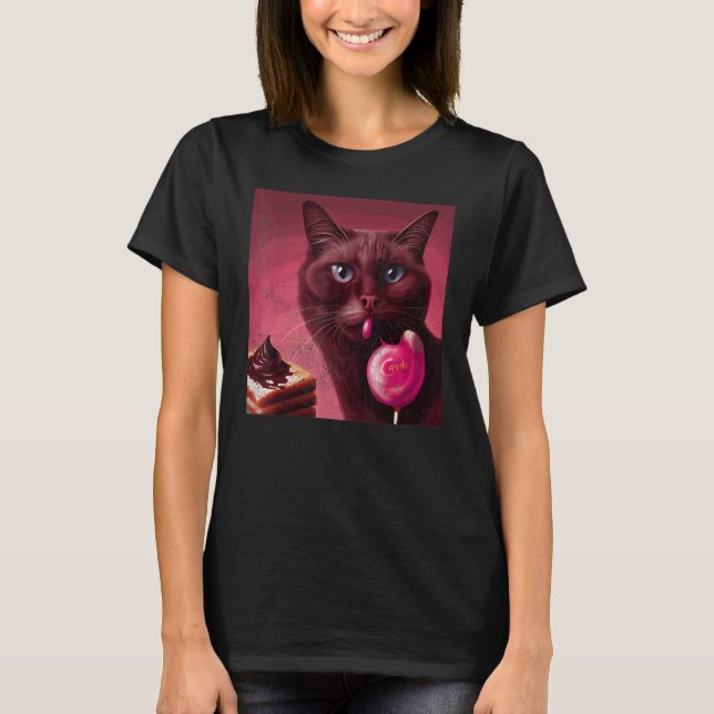 Camiseta Gato Flamingo Chocolate (Anverso)
