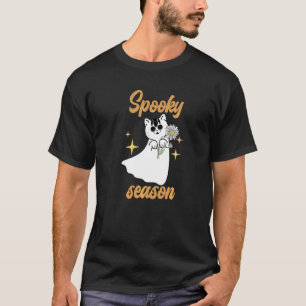 Camiseta Gato Flor de Halloween Espeluznante y Terrorífico 