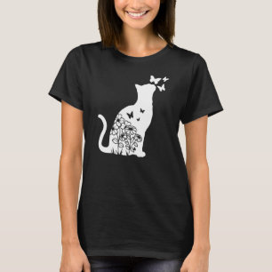 Camiseta Gato Flor de mariposa floral Flor Mujeres Chicas G