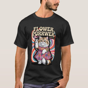 Camiseta Gato Flor Purrwer 1776 Vibraciones de Paz para Pat