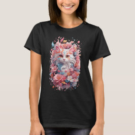 Camiseta Gato floral