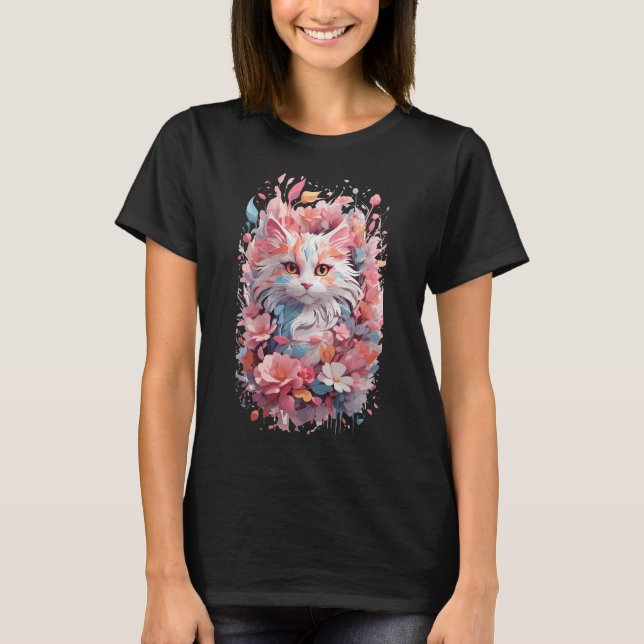 Camiseta Gato floral (Anverso)