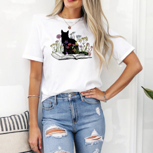 Camiseta Gato floral de Boho sentado en el amante de los li