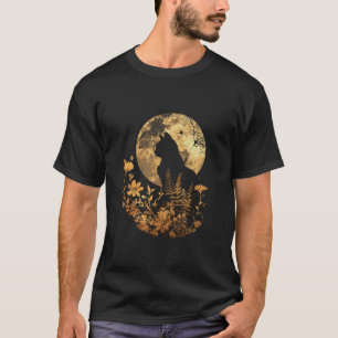 Camiseta Gato Floral de la luna llena de gato Flor Gatos Ha