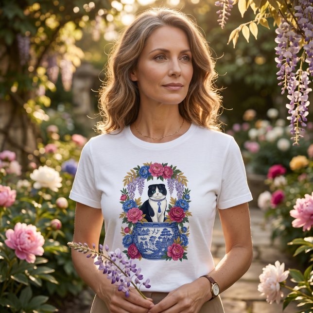 Camiseta Gato floral elegante (Subido por el creador)