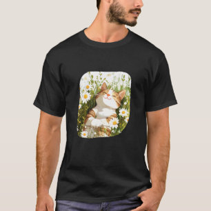 Camiseta Gato Floral en Prado de Margaritas para un Buen As