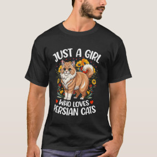 Camiseta Gato Floral Estético Solo Una Chica Que Ama Persa