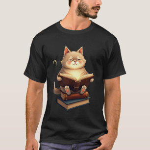 Camiseta Gato Flotando en el Espacio Leyendo Libro Constela