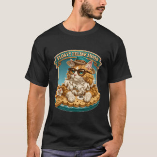 Camiseta Gato Flotante con Ánimo de Gato Genial en Flotador