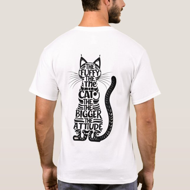 Camiseta Gato Fluffy, Gran Actitud - Gato Fundido Amante (Reverso)