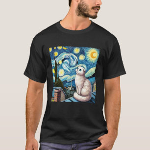 Camiseta Gato Fold Escocés Bajo Cielo Nocturno Estrellado