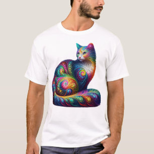 Camiseta Gato fractal - Arte felino psicodélico