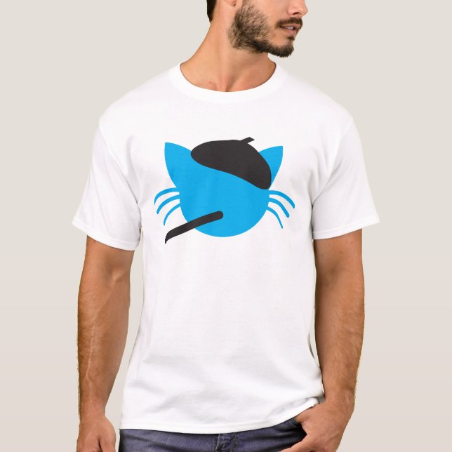 Camiseta Gato francés en una boina y un cigarrillo (Anverso)