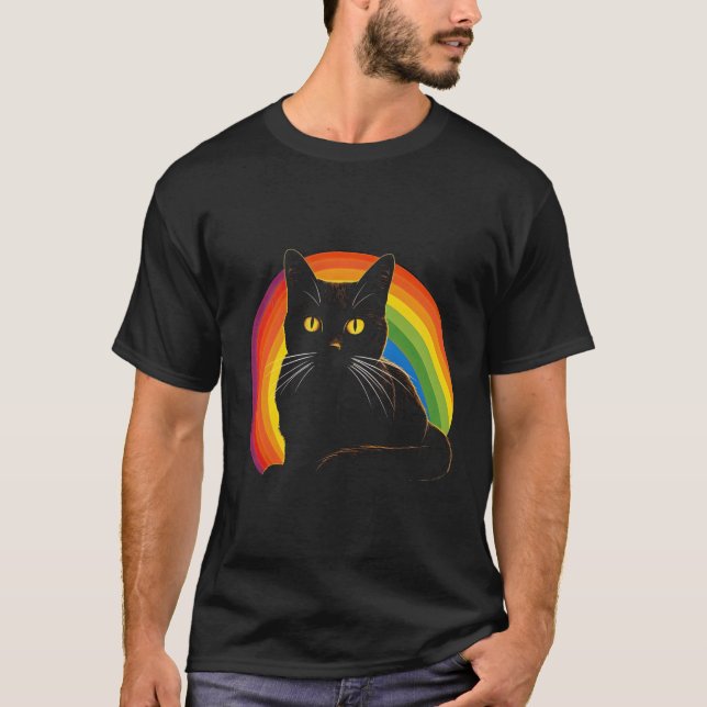 Camiseta Gato Frente Al Catastro De Gatos Arcoiris (Anverso)