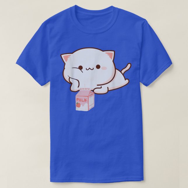 Camiseta Gato Fresa Leche Anime Japonés Kawaii (Diseño del anverso)