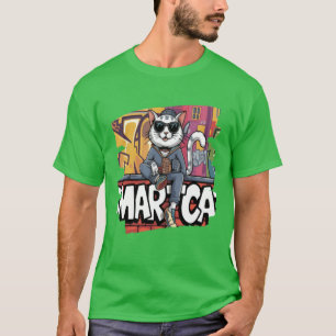 Camiseta Gato fresco de calle Hip Hop Graffiti Estilo Urban