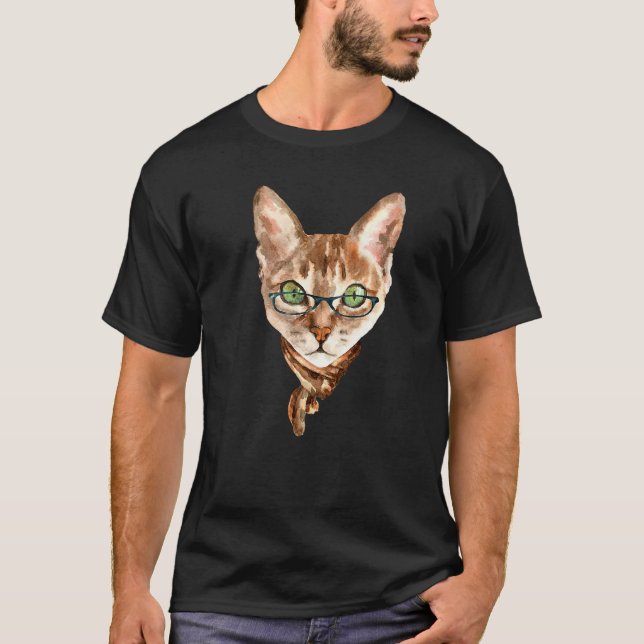 Camiseta Gato friki con gafas (Anverso)