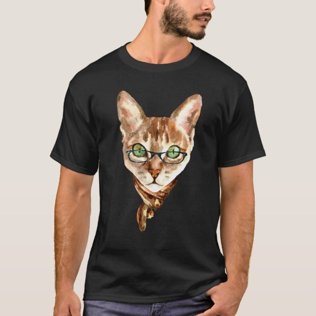Camiseta Gato friki con gafas (Anverso)