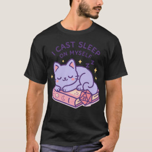 Camiseta Gato friolero jugando Rpg con dados D20