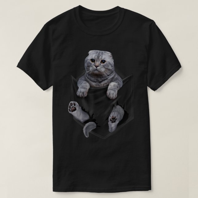 Camiseta Gato frito escocés en bolsillo (Diseño del anverso)