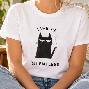 Camiseta Gato fumando divertido cita de moda humor sarcásti
