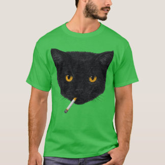 Camiseta Gato Fumando Gato Negro Vintage Retro 90s