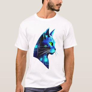 Camiseta Gato futurista en neón brillante