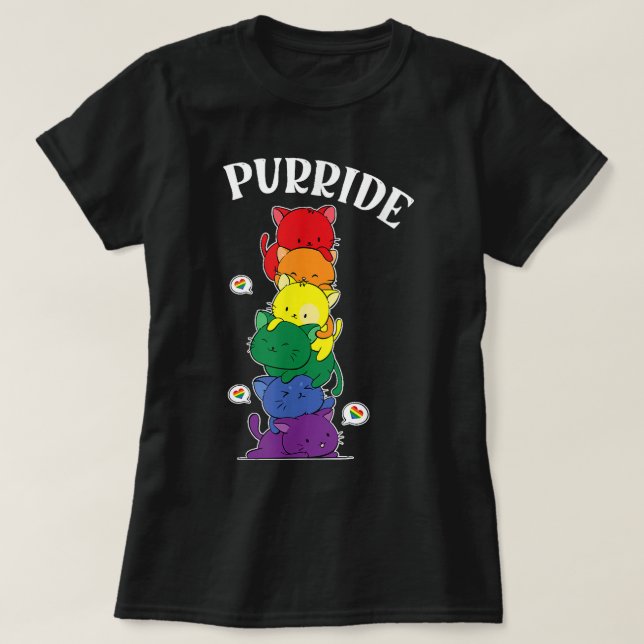 Camiseta Gato Gafas de sol arcoiris Gay Gracioso Orgullo LG (Diseño del anverso)