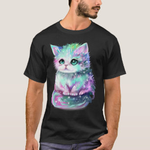 Camiseta Gato Galaxia Arcoíris pastel coloreado Gato lindo 