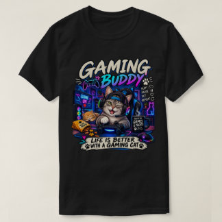 Camiseta Gato Gamer – Divertido Gato Compañero de Juegos