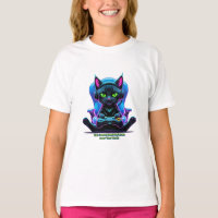 Gato gamer futurista con joystick y actitud felina