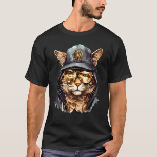 Camiseta Gato gánster de Hip Hop con gafas de sol