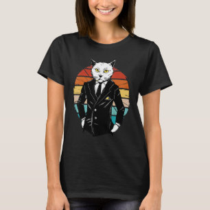 Camiseta Gato gánster genial vintage que lleva un traje Gat