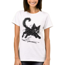 Gato Garabato Abstracto Arte Minimalista Negro Tin