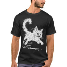 Gato Garabato Abstracto Arte Minimalista Negro Tin
