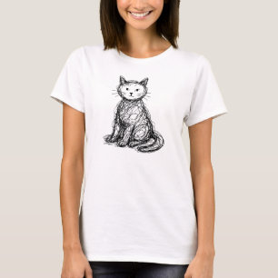Camiseta Gato Garabato Boceto Abstracto Arte De Gato Minima