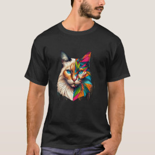 Camiseta Gato gatito abstracto colorido medio rostro Geomet