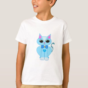 Camiseta Gato gatito azul claro lindo y elegante