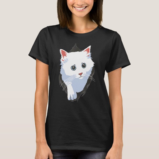 Camiseta Gato gatito blanco (Anverso)