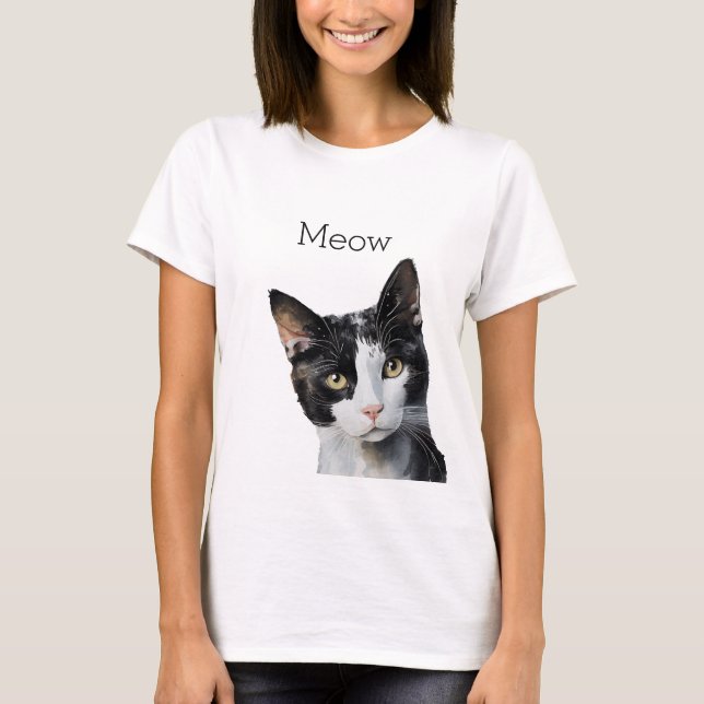 Camiseta Gato gatito blanco negro (Anverso)