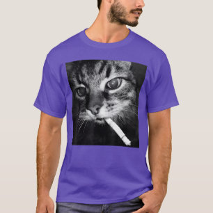 Camiseta Gato Gatito Cigarrillo Divertido Gato Fumando Meme