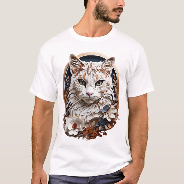 Camiseta gato, gatito con flor (Anverso)